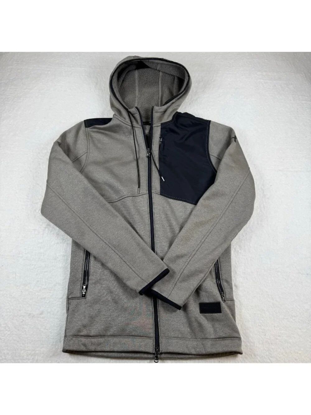 Under Armour ColdGear Jacket Mens Size S Gray Hooded Full Zip Fleece Lined